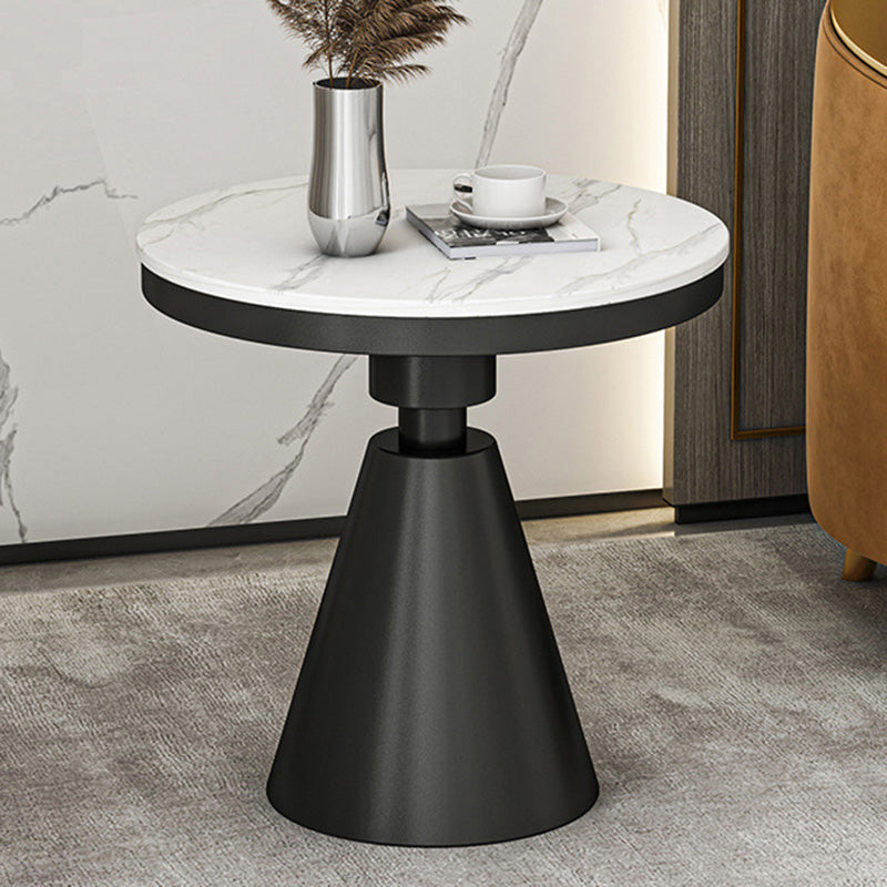 22.44" Tall Contemporary Style Side End Table Metal Pedestal Round Sofa Side Accent Table