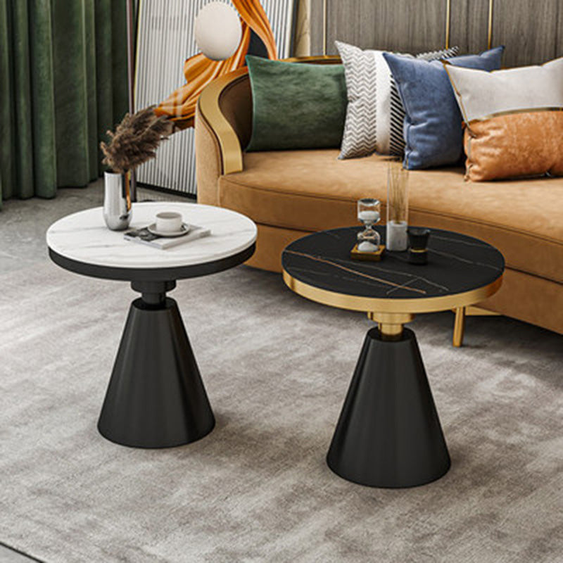 22.44" Tall Contemporary Style Side End Table Metal Pedestal Round Sofa Side Accent Table