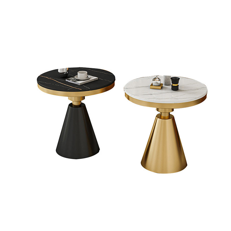 22.44" Tall Contemporary Style Side End Table Metal Pedestal Round Sofa Side Accent Table