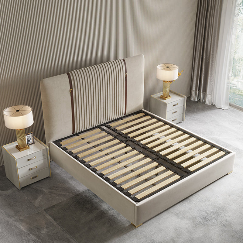 Glam Solid Color with Headboard Rectangular Panel Standard Bed