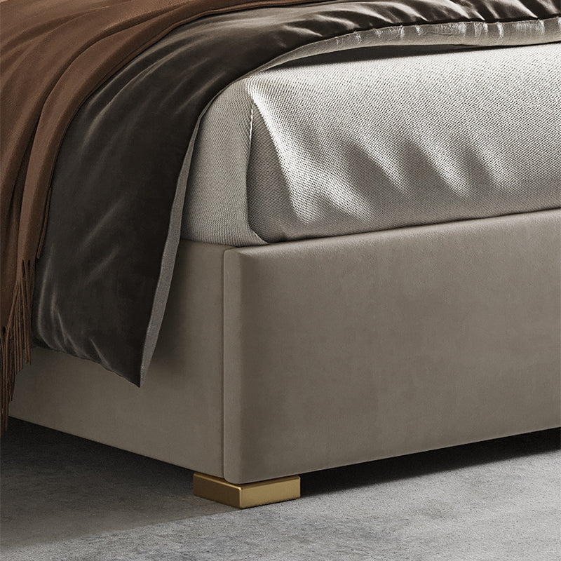 Glam Solid Color with Headboard Rectangular Panel Standard Bed