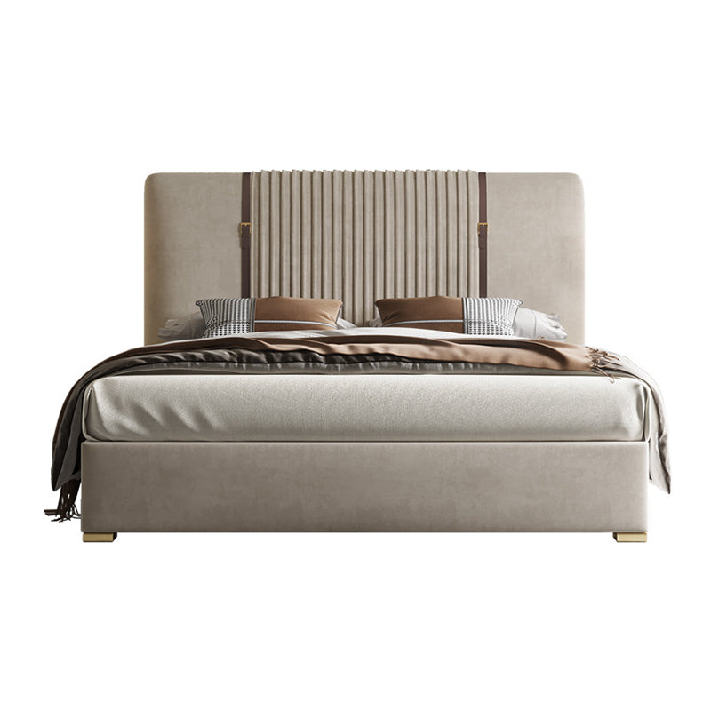 Glam Solid Color with Headboard Rectangular Panel Standard Bed