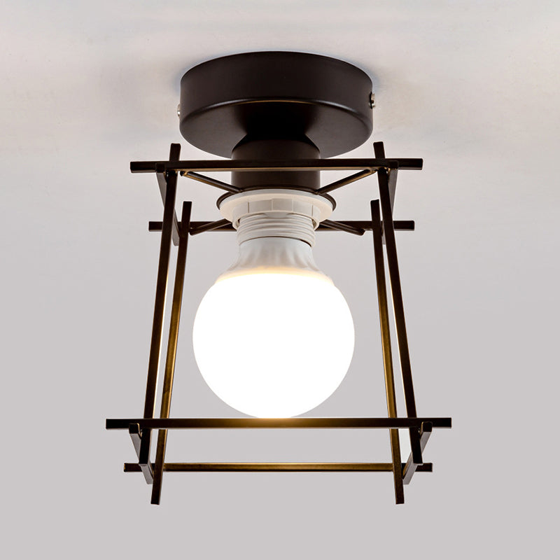 Single Modernism Golden/Black Flush Mount Lighting Metal Ceiling Light for Bedroom