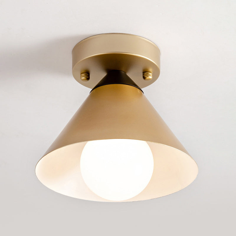 Single Modern Golden Flush Mount Lighting Metal Ceiling Light for Bedroom