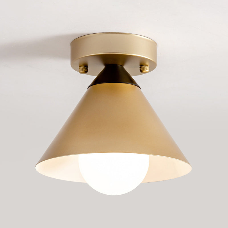 Single Modern Golden Flush Mount Lighting Metal Ceiling Light for Bedroom