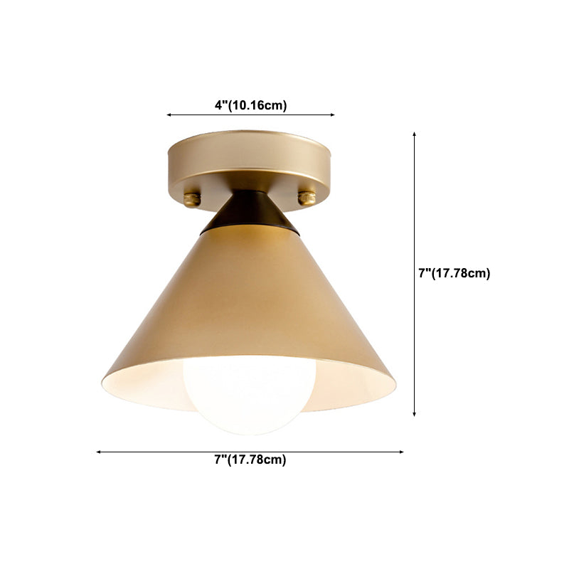 Single Modern Golden Flush Mount Lighting Metal Ceiling Light for Bedroom