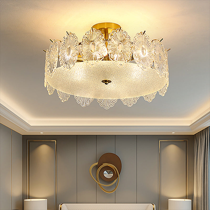 Nordic Glass Ceiling Light Household Flush Mount Light Fixture for Bedroom