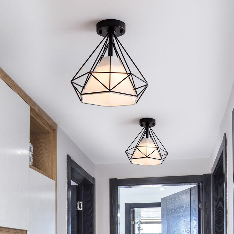 Modernism Single Black/Golden Flush Mount Lighting Metallic Ceiling Light for Foyer