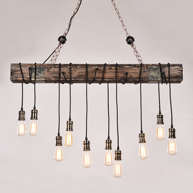 Industrial Bulb Pendant Island Lighting Wood Multiple-Light Island Pendant Lights