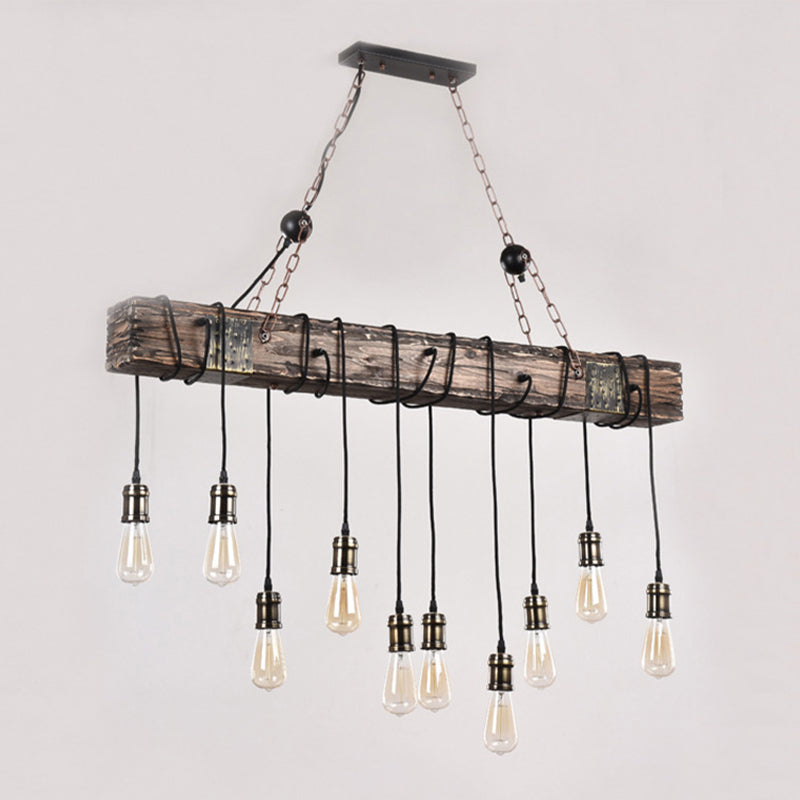 Industrial Bulb Pendant Island Lighting Wood Multiple-Light Island Pendant Lights