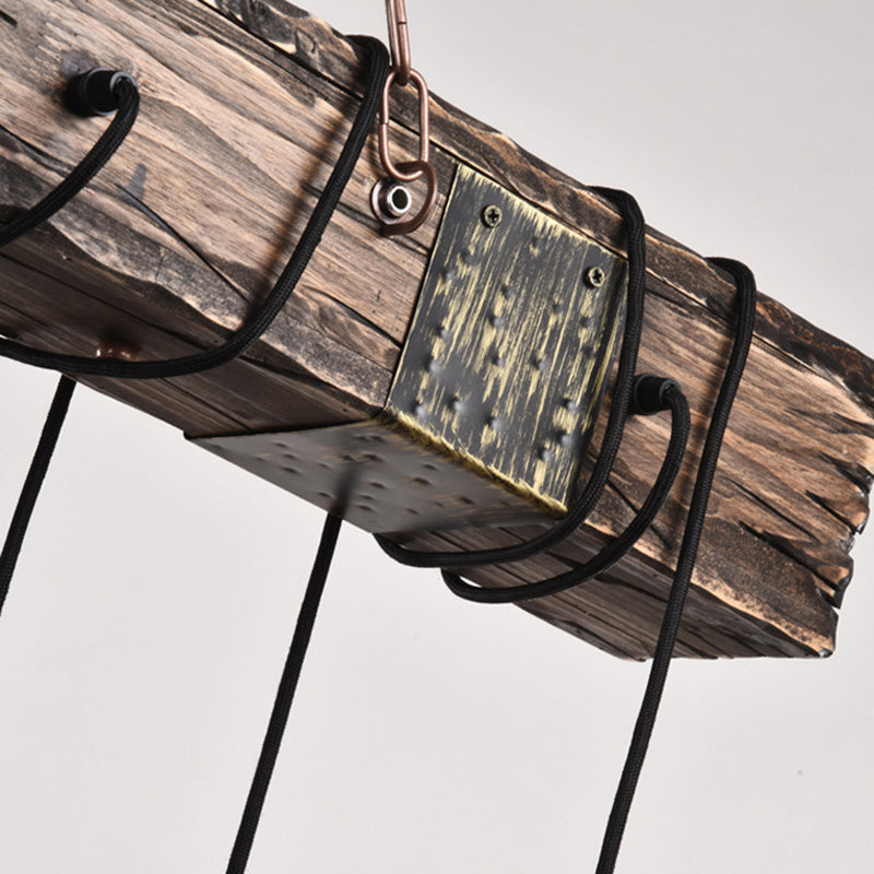 Industrial Bulb Pendant Island Lighting Wood Multiple-Light Island Pendant Lights