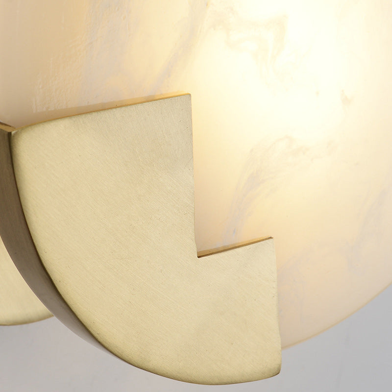 Brass Round Wall Light Postmodern 8" Wide Wall Sconce in Gold for Living Room