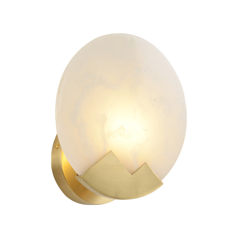 Brass Round Wall Light Postmodern 8" Wide Wall Sconce in Gold for Living Room