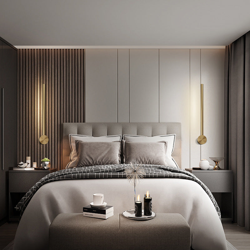 Brass Straight Wall Light Postmodern LED Wall Sconce in Gold for Living Room
