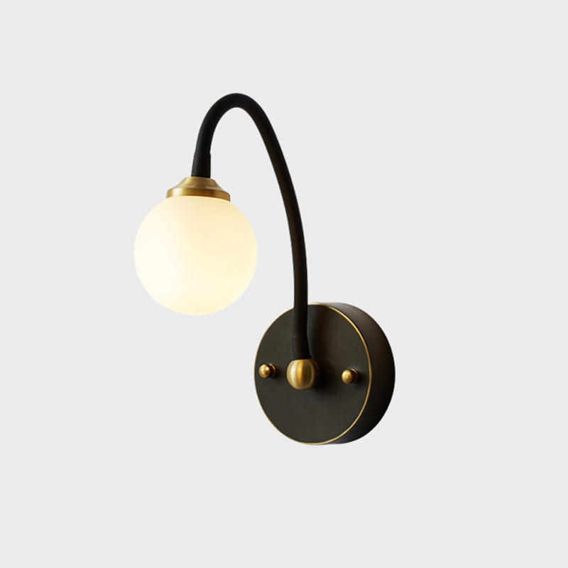 Brass Globe Wall Light Nordic Black Wall Sconce with Glass for Living Room