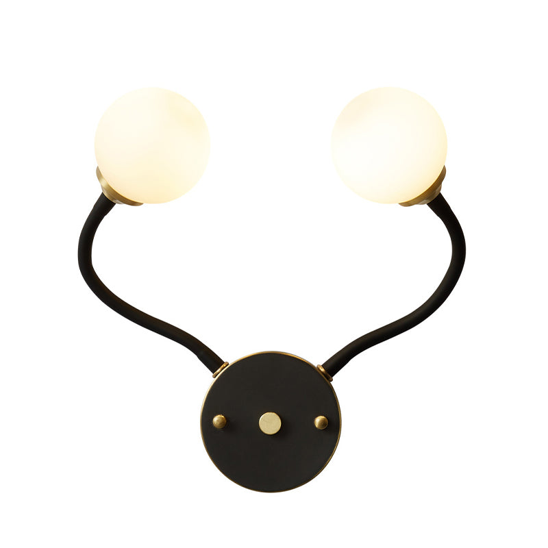 Brass Globe Wall Light Nordic Black Wall Sconce with Glass for Living Room