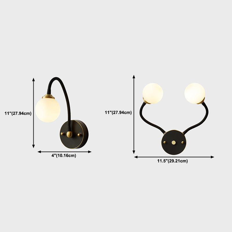 Brass Globe Wall Light Nordic Black Wall Sconce with Glass for Living Room