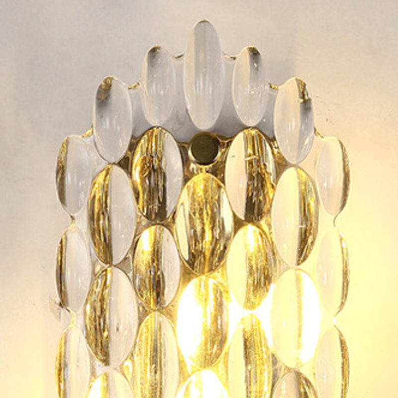 Postmodern Style Crystal Wall Light Gold 12.5" High Wall Sconce for Living Room
