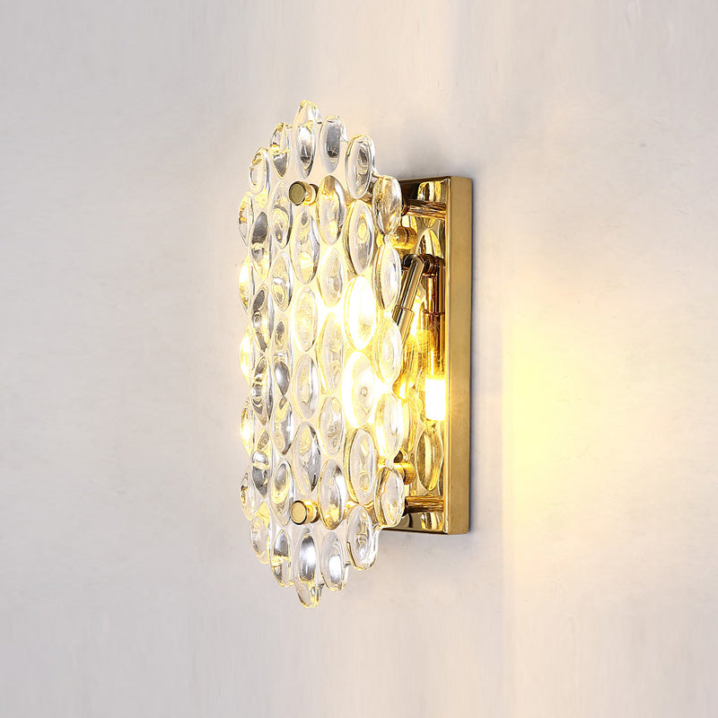 Postmodern Style Crystal Wall Light Gold 12.5" High Wall Sconce for Living Room