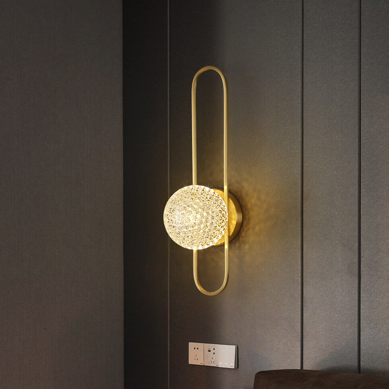 Modern Glass Wall Light Globe 15" High Wall Sconce in Gold for Living Room