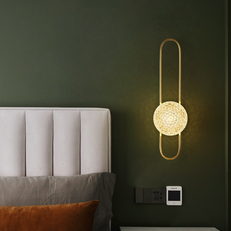 Modern Glass Wall Light Globe 15" High Wall Sconce in Gold for Living Room