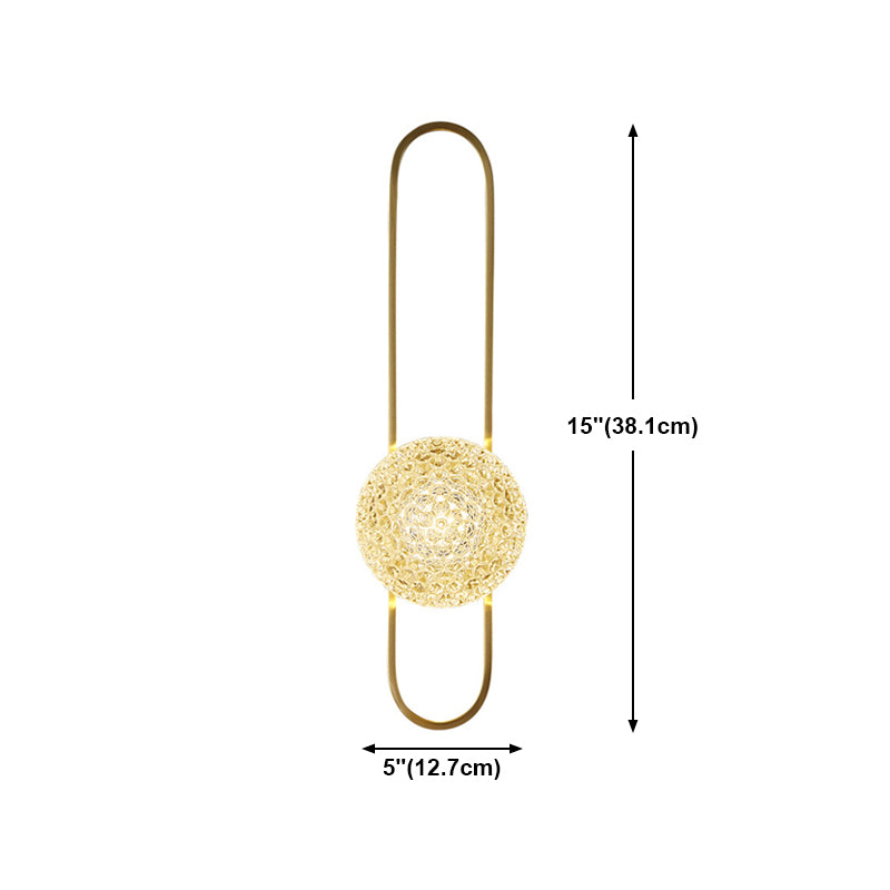 Modern Glass Wall Light Globe 15" High Wall Sconce in Gold for Living Room