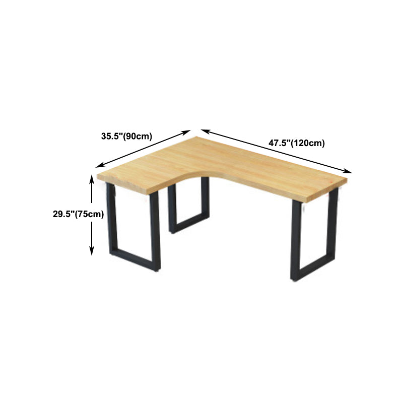 Metal and Wooden Writing Desk Industrial L-Shape Office Desk for Office