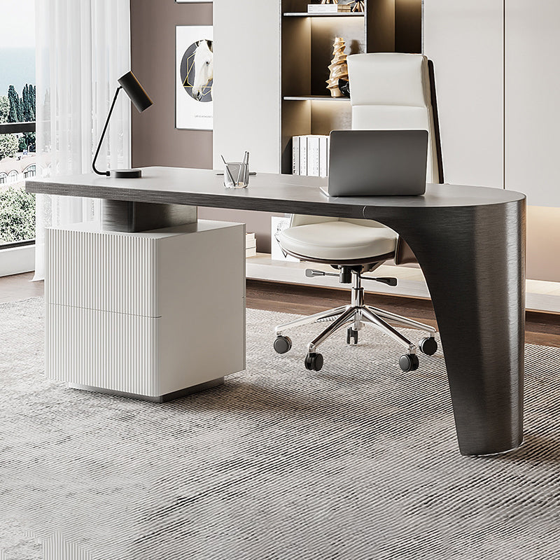 Pedestal Stone Writing Desk Glam with Drawers Office Desk for Office