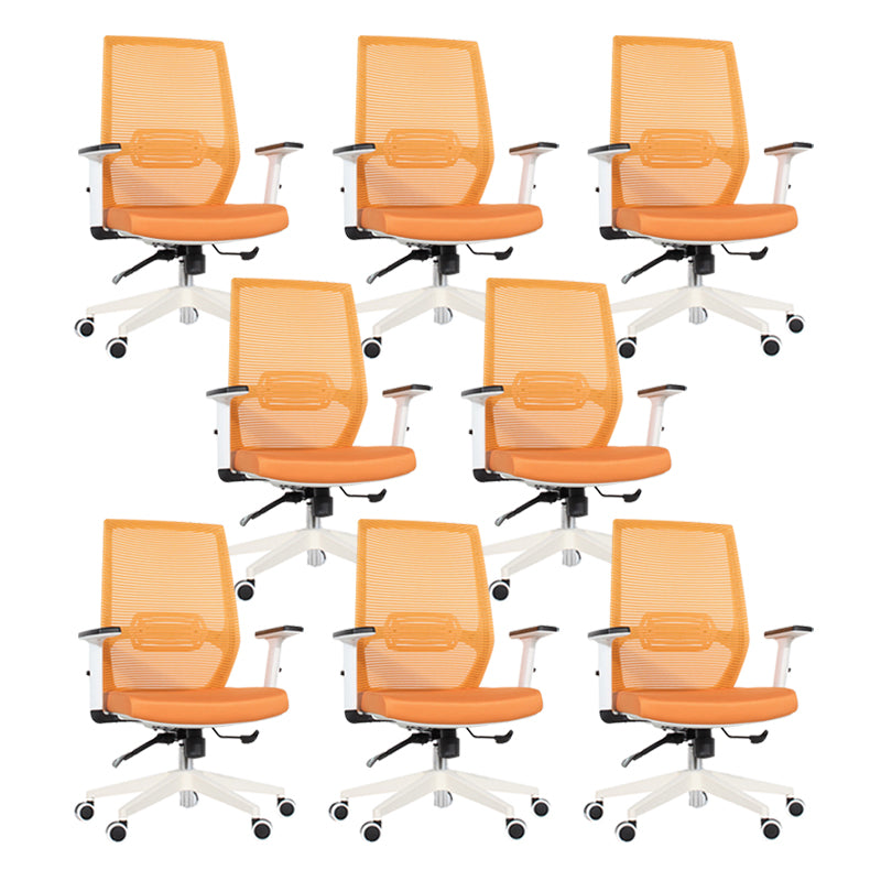 Modern Desk Chair Mesh Computer Chair Mid-Back Chair in Black/Gray/Orange