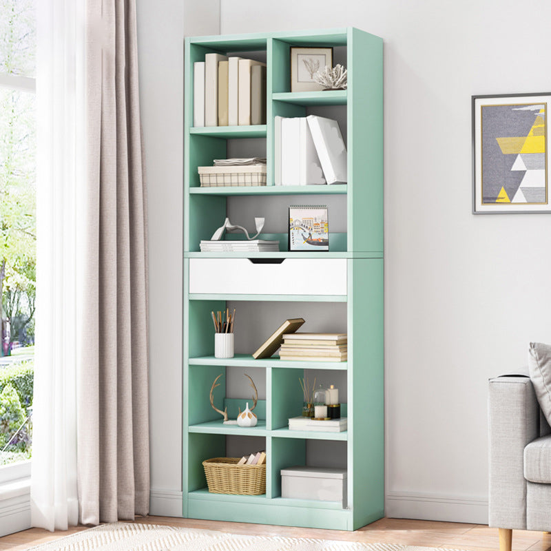 Modern Standard Open Bookshelf Engineered Wood Bookcase with Drawer Storage