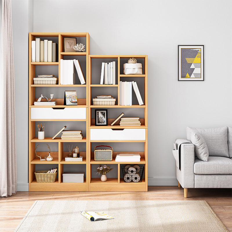 Modern Standard Open Bookshelf Engineered Wood Bookcase with Drawer Storage