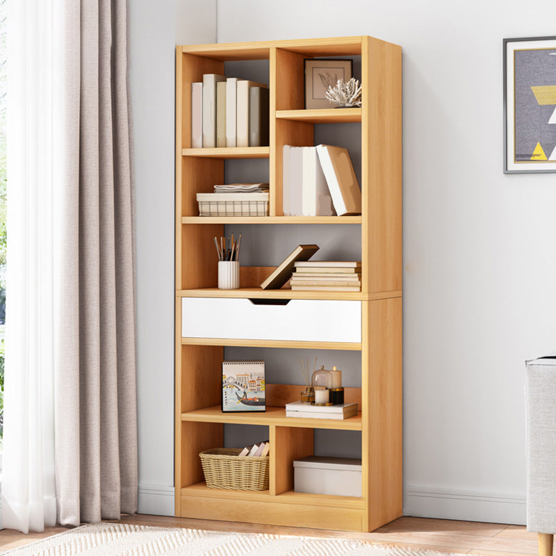 Modern Standard Open Bookshelf Engineered Wood Bookcase with Drawer Storage