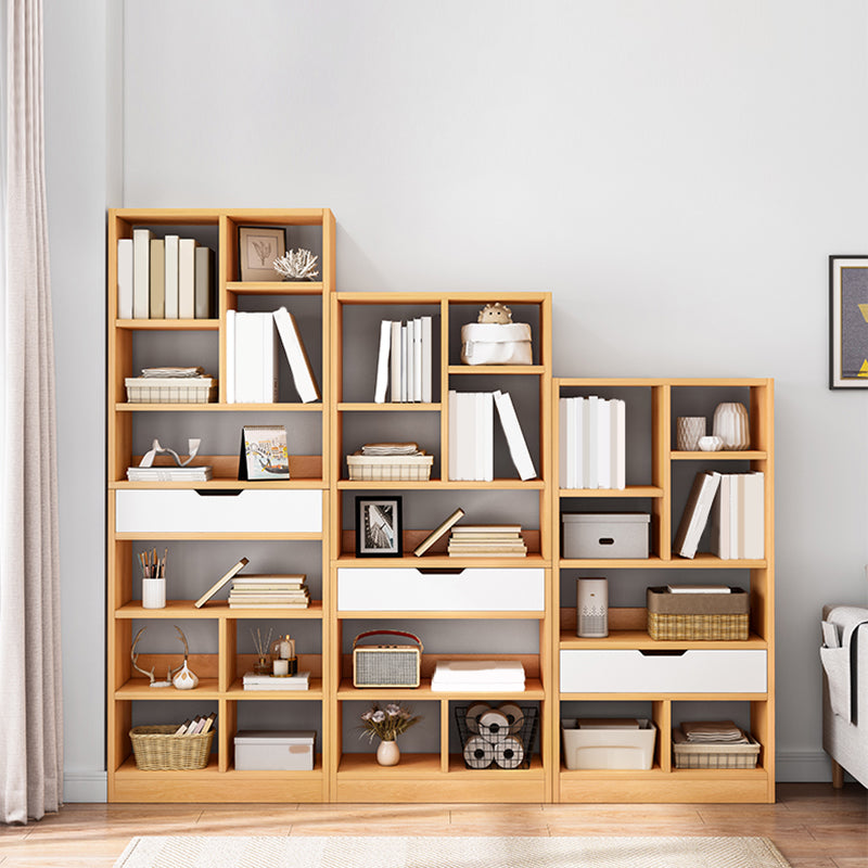 Modern Standard Open Bookshelf Engineered Wood Bookcase with Drawer Storage