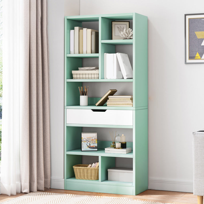 Modern Standard Open Bookshelf Engineered Wood Bookcase with Drawer Storage