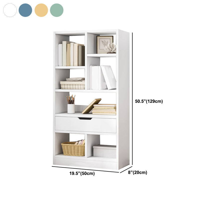 Modern Standard Open Bookshelf Engineered Wood Bookcase with Drawer Storage