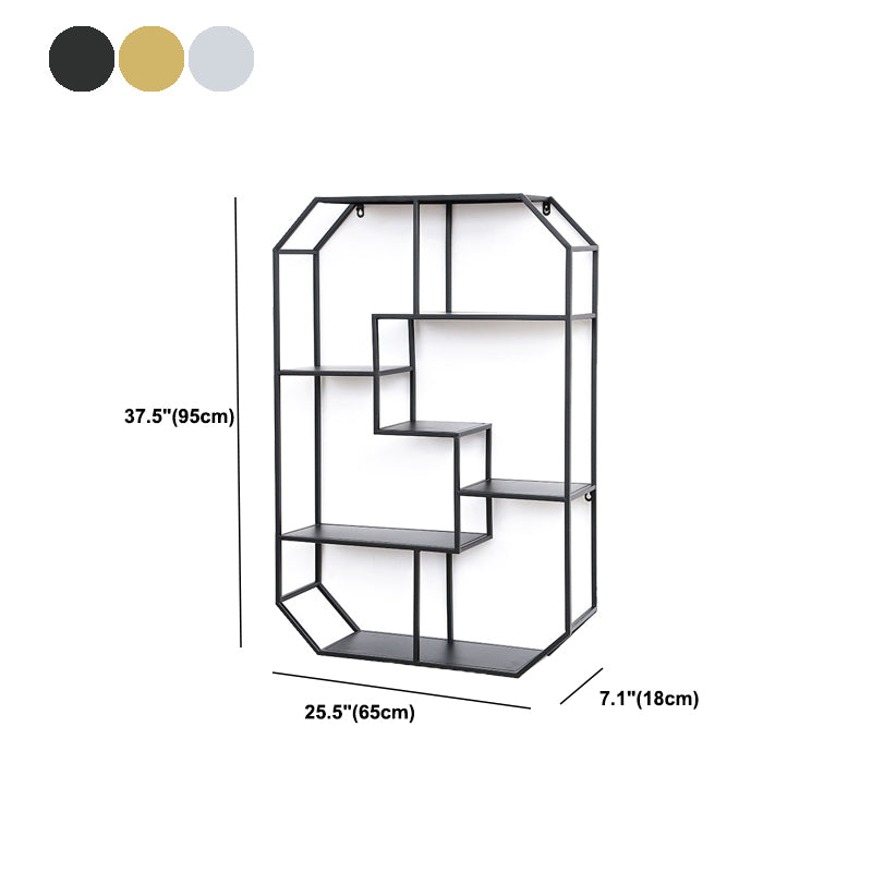 7.1" Wide Shelf Bookcase 5 Levels Metal Book Shelf Wall Mounted