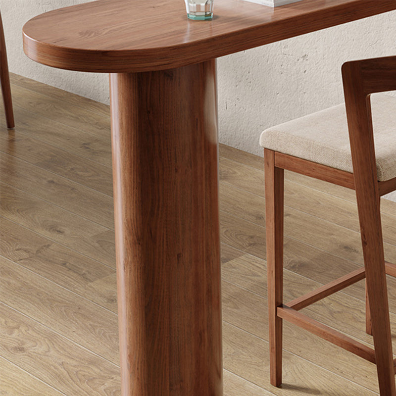 Contemporary Style Bar Table Solid Wood Bistro Bar Desk with Storage Shelf