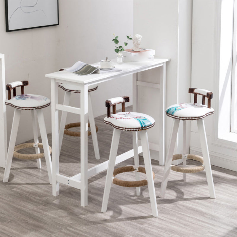 Contemporary Solid Wood Bar Table 47.2"L Trestle Base Bar Desk for Indoor