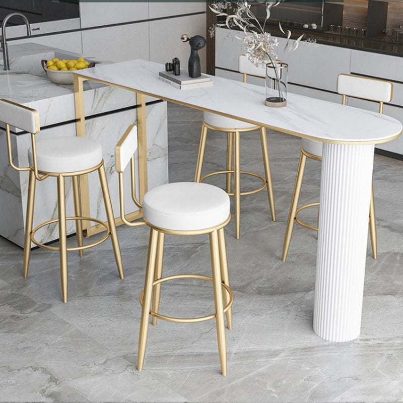 Contemporary Bar Table Stone Bar Dining Table with Double Pedestal