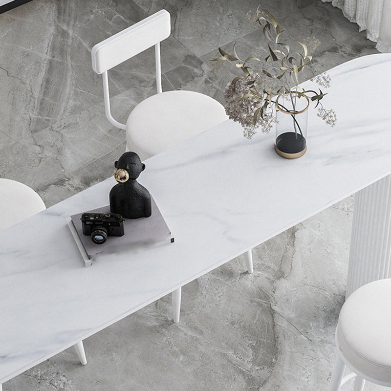 Contemporary Bar Table Stone Bar Dining Table with Double Pedestal