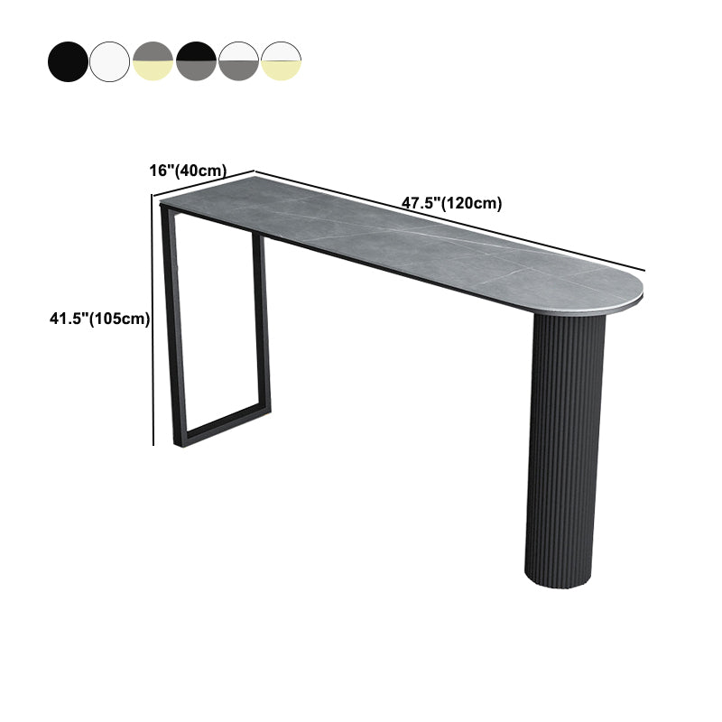 Contemporary Bar Table Stone Bar Dining Table with Double Pedestal