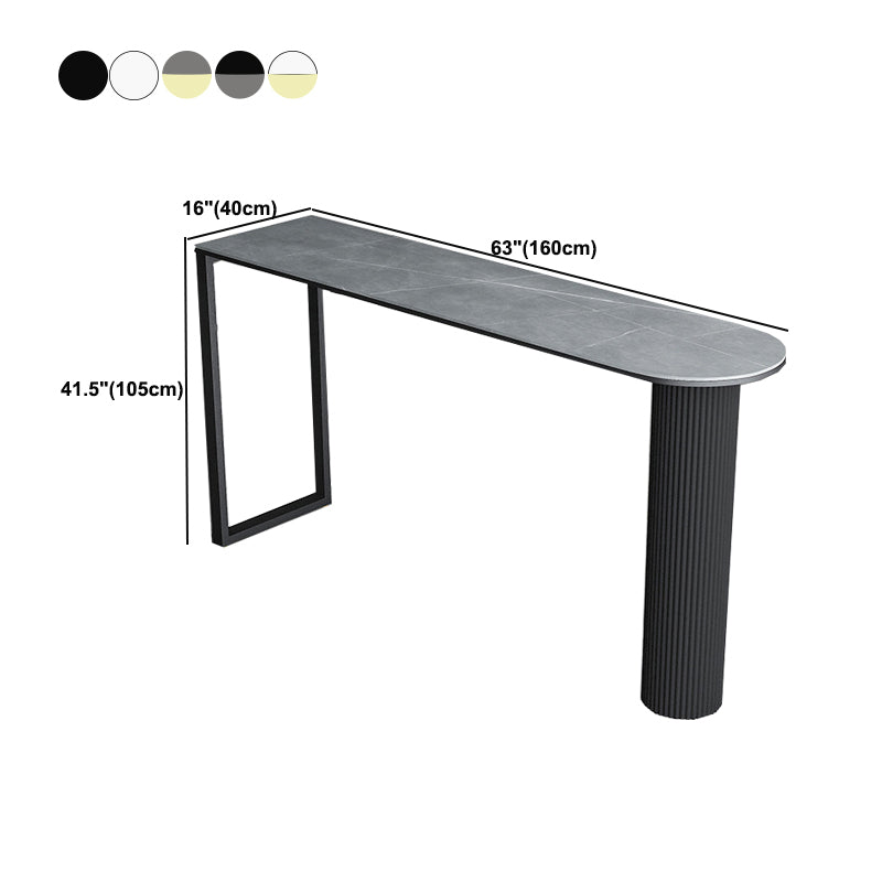 Contemporary Bar Table Stone Bar Dining Table with Double Pedestal