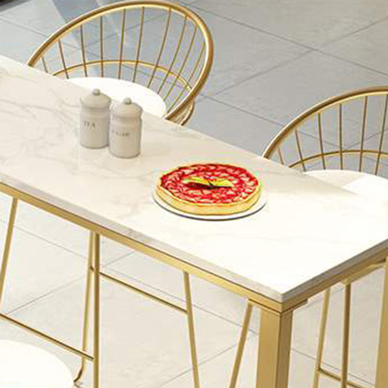 Contemporary Bar Table Faux Marble Bar Dining Table with Trestle Base