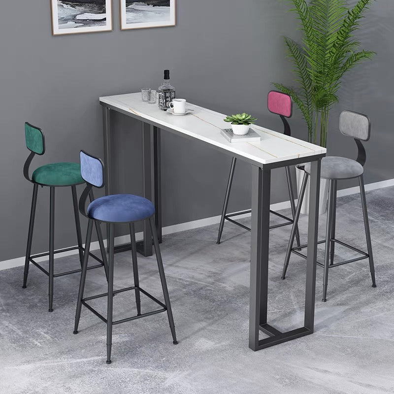 Modern Style Rectangle Bar Table Stone Bar Dining Table with Double Pedestal