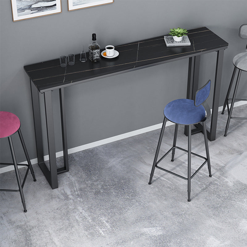 Modern Style Rectangle Bar Table Stone Bar Dining Table with Double Pedestal