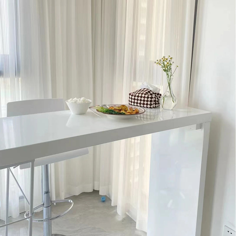 Modern Wooden Bar Dining Table White Bar Height Pub Table with Double Pedestal