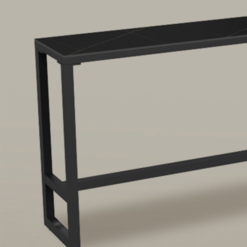 Black Bar Dining Table Sintered Stone Bar Height Cocktail Table with Metal Base