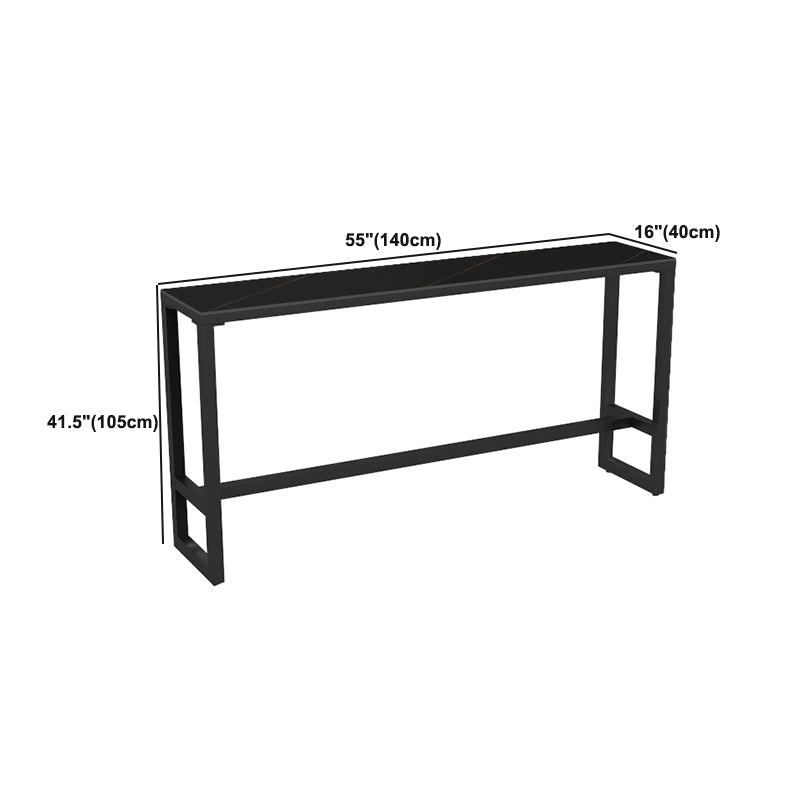 Black Bar Dining Table Sintered Stone Bar Height Cocktail Table with Metal Base