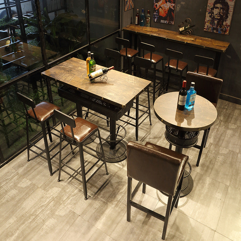 Industrial Style Bar Table Wood Bar Dining Table for Coffee Room
