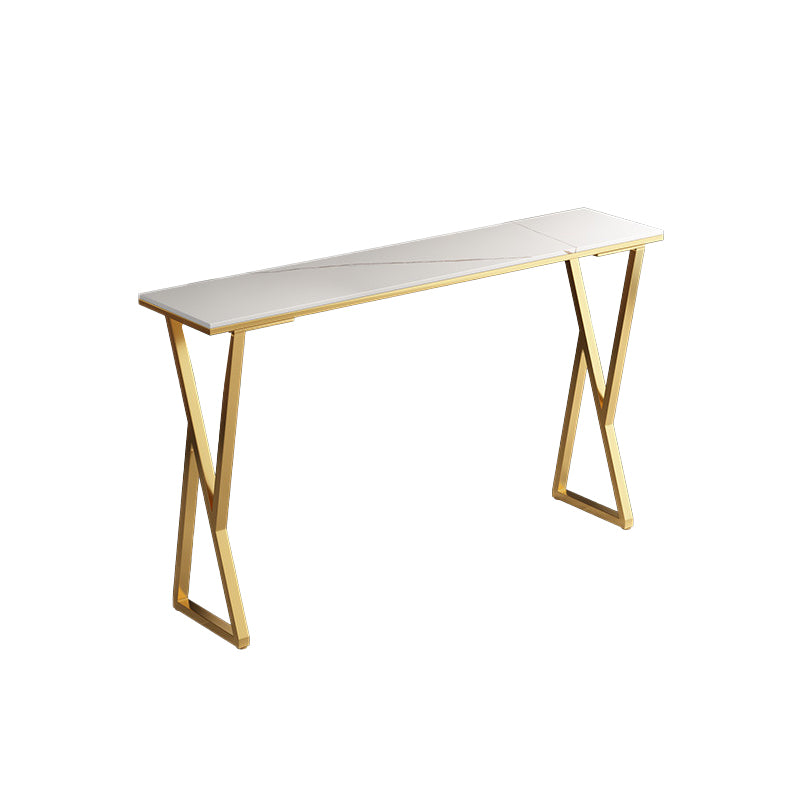 Modern Sintered Stone Bar Table Gold and Metal Base Dining Table